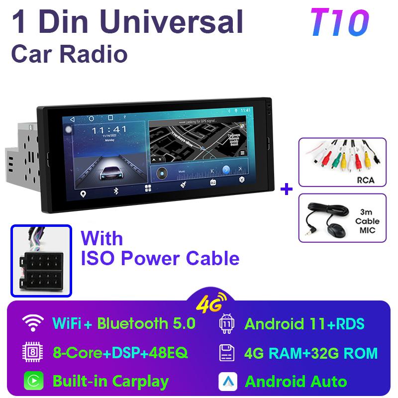 Universal 6.9" Car Radio 1 Din Android 10 Stereo Multimedia Video Player GPS Navigation Bluetooth 4G Carplay Auto IPS Screen DVD