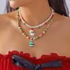 Necklace Christmas Snowman Elk Snowflake Soft Pottery Item