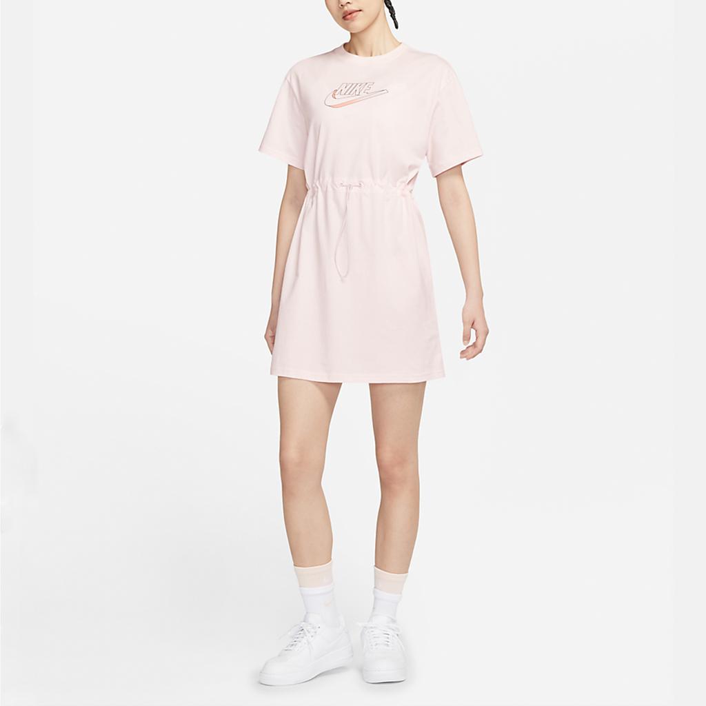 Nike As W Nsw Gx Dress Ftra American Vintage Casual Sports Breathable Letter Print A-Line Comfortable Short Sleeve Dress Women Dresses Pink DD5783-640