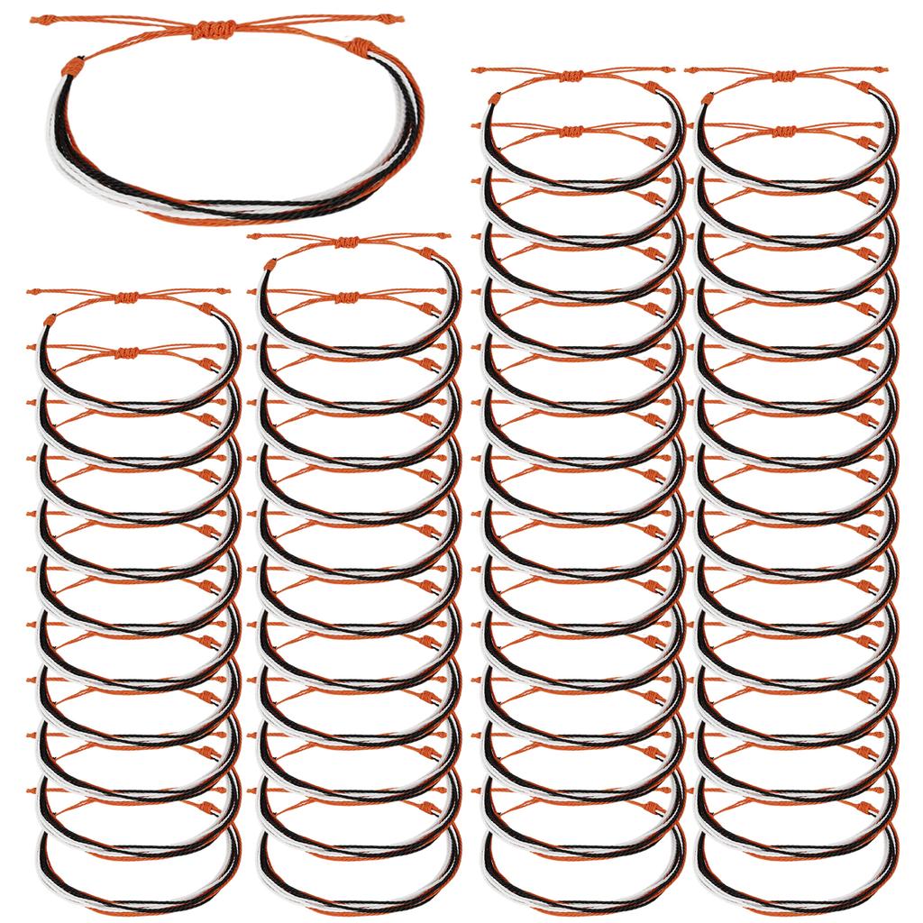 50Pcs Team Bracelets Bulk Sports Game Day Cheerleader Bracelet Adjustable Handmade Cheer Bracelet for Softball Baseball Football