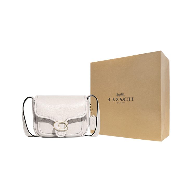 Coach Tabby 19 Solid Color Magnetic Flap Leather Shoulder Crossbody Bag Small Women Bags White CJ846-B4HA