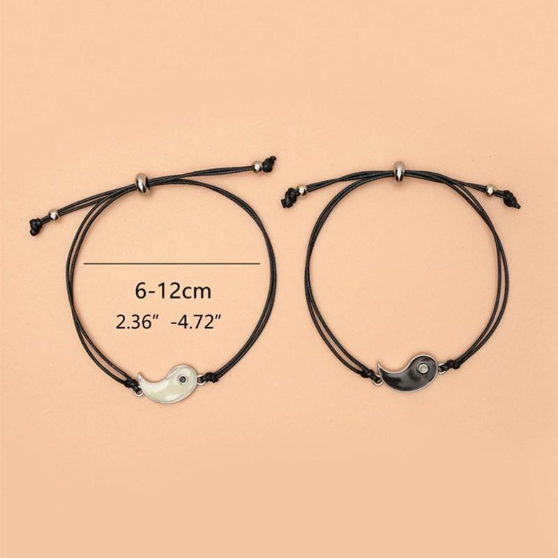 Yin Yang Eight Diagrams Bracelets Set Night Glowing Ethnic Style Hand Jewelry Link Chains for Couples and Friends