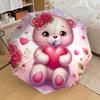 1PC Bear Heart Umbrella-9-Rib Reinforced, Automatic Open, Lightweight & Durable, Cute Fashion Accessory for Outdoor-P0760