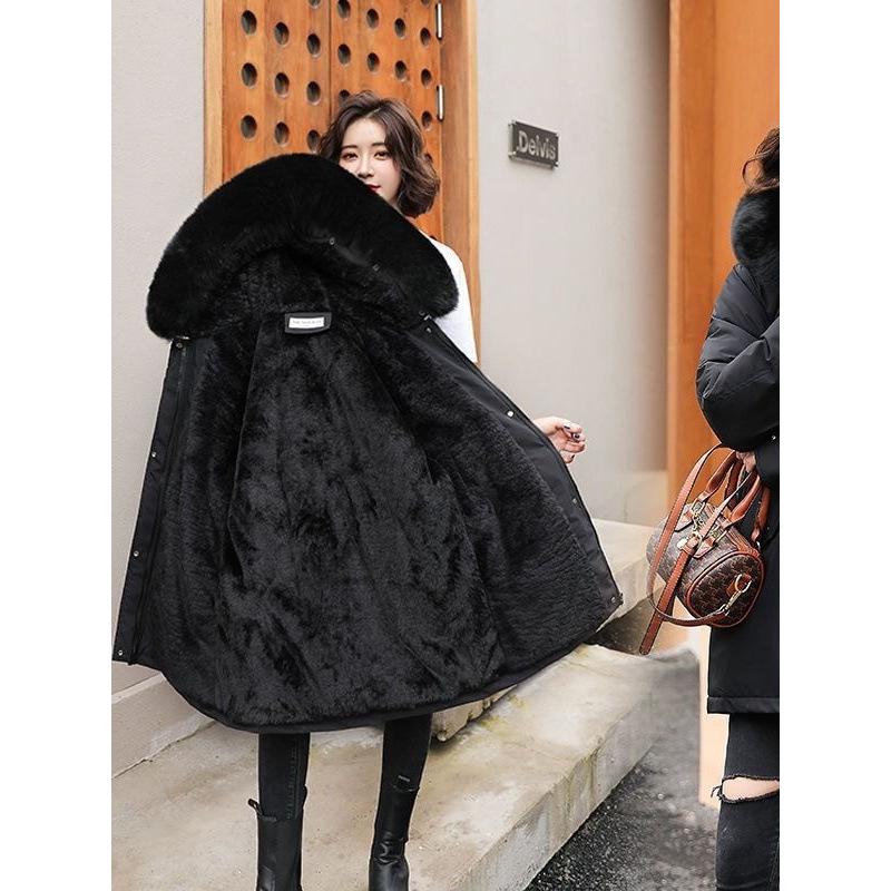 Women's Mid-Length Korean Style Parka - Trendy, Loose-Fit, Plus Size, Cotton-Padded Winter Jacket