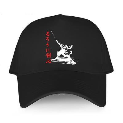 Schwarze, lässige, bedruckte Baseballkappe für Jungen, Rurouni Kenshin Samurai
