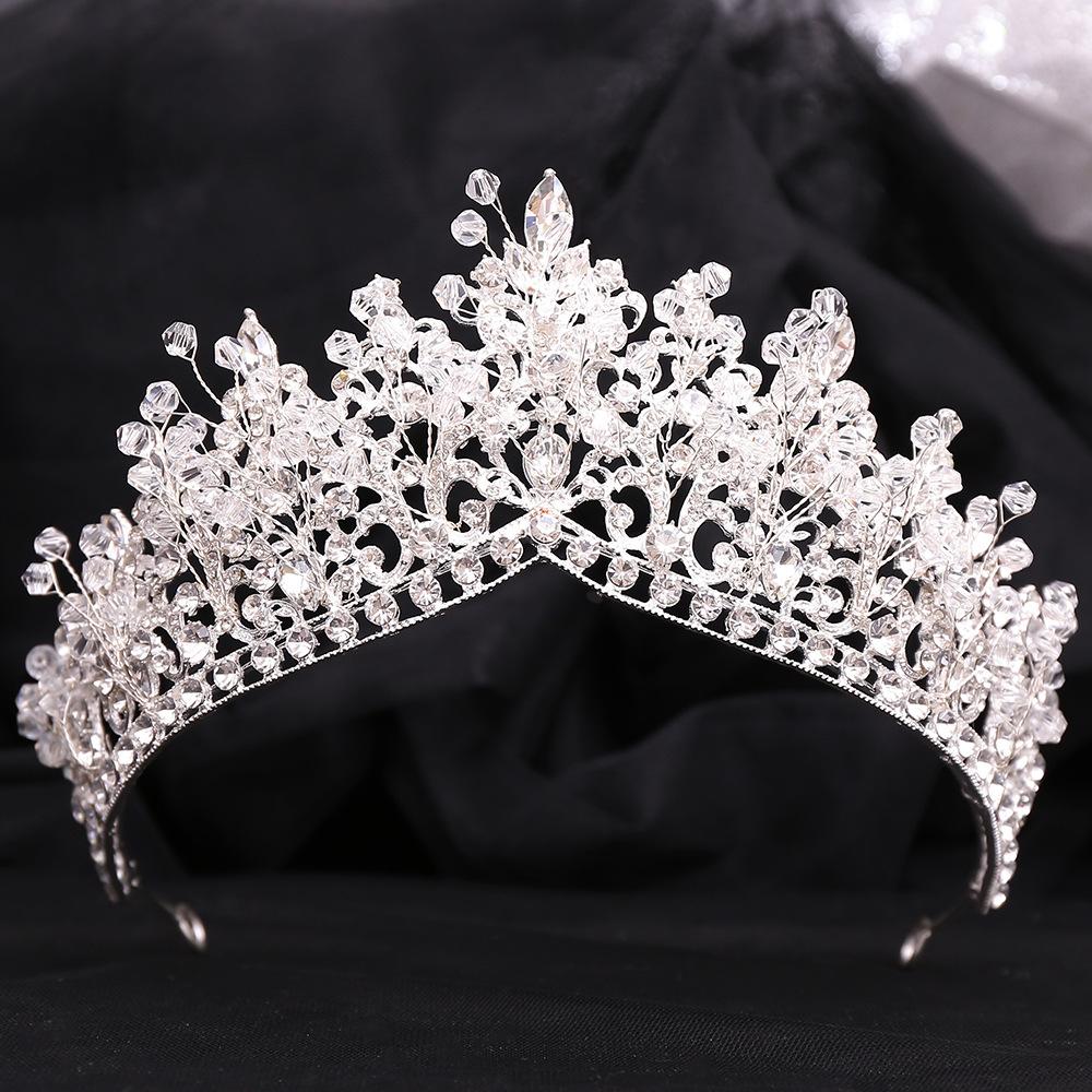 New Style Hand-set Rhinestone Bridal Crown Alloy Multi-color Beaded Princess Wedding Jewelry