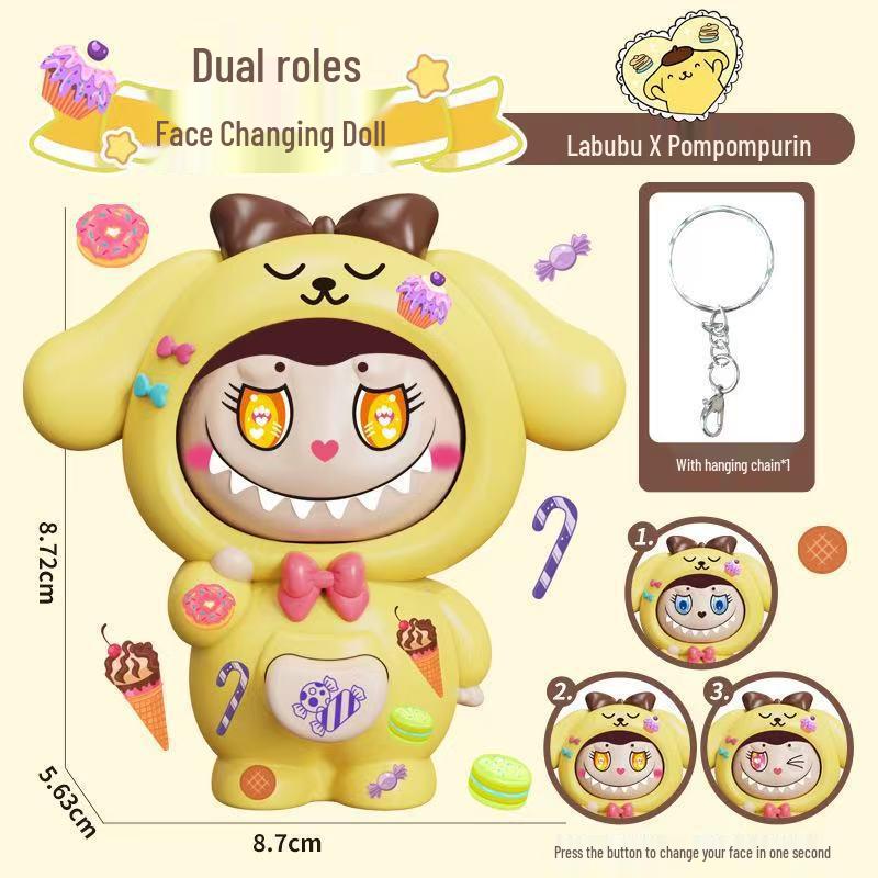 Crayon Shin-chan Pikachu Face-Changing Keychain Toy Ornament