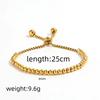 Fenny 18K PVD Gold Plated  Waterproof Fashion Lucky Round Beads Pave Adjustable Stainless Steel Bracelet for Women