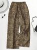 Women's Plus Size High Waist Leopard Print Wide Leg Pants - Summer Casual European American Style