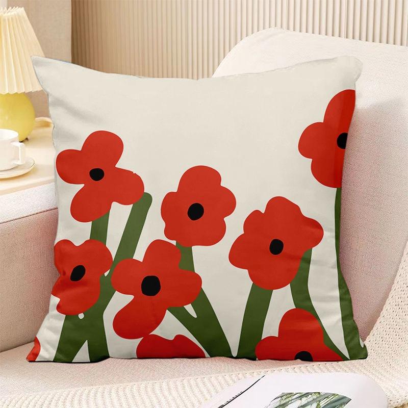 Bedroom Living Room Square Cushion Pillowcase Orange Simple Print Decorative Pillowcase