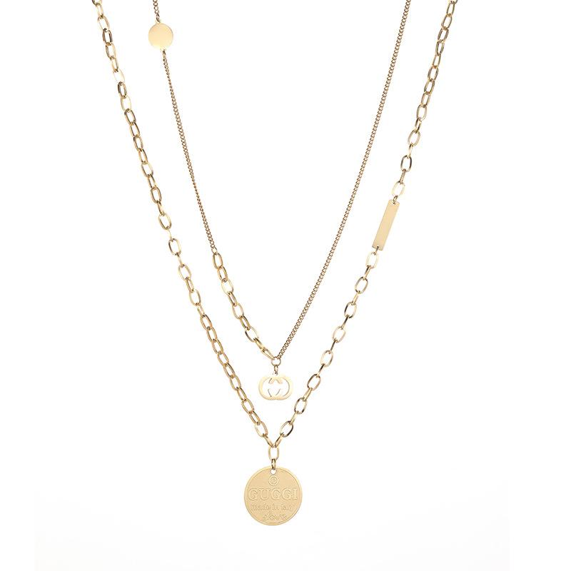 Titanium Steel Necklace Women'S Niche Design Sense Tag Sweater Chain Metal Wind Stainless Steel Collarbone Chain