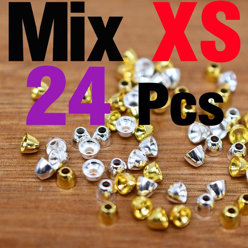 MNFT 24Pcs 4MM Golden/Silver Brass Cone Heads for Fishing Fly Tying