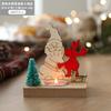 Christmas Candlestick Santa Claus Decoration Elk Nordic Style Creative Wooden House Desktop Candle Holder Decorative Ornaments