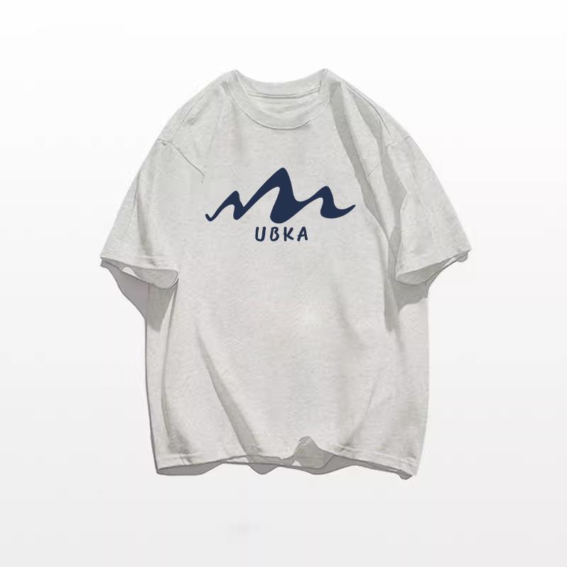 

Шикарная японская ретро женская хлопковая футболка с полурукавом свободного кроя - Гонконгский стиль L хизер серый