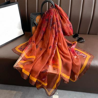 Neu Seidenschal Damenmode Strand Pashmina Bufanda Folral Damen Schal Wickeltuch Bandana Damenschals Großes Foulard Echarpe