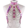 Holographic Leather  Body Chain Harness Top Punk  Women Holo Rainbow  Waist  Jewelry  Festival Rave Outfit