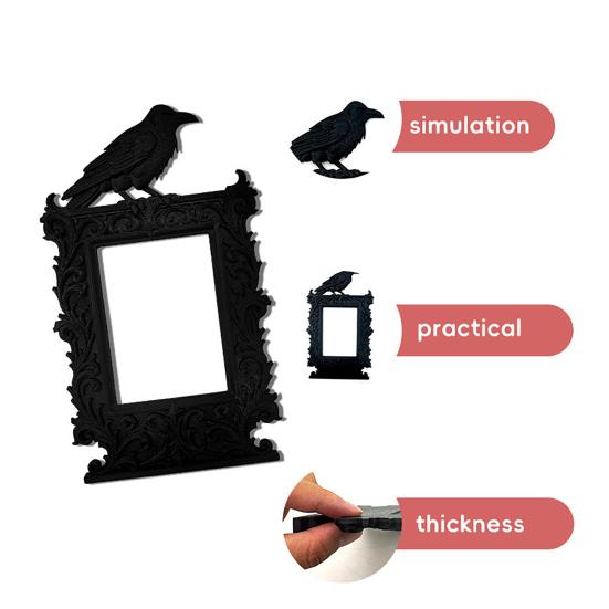 1/2Pcs Halloween Crow Picture Frames Front Glass Wall Mount Tabletop Retro Gallery Wall Art Home Party Festive Decoration