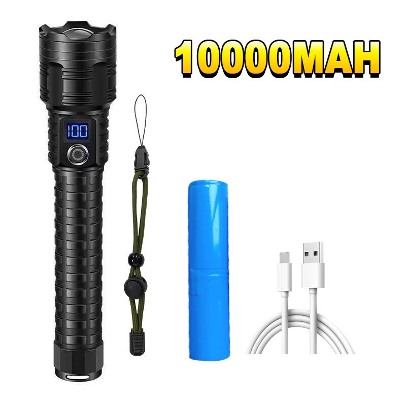 High Power 10000mAh  LED Flashlights Type-C Rechargeable LED Torch  5000M Ultra Powerful Flashlight Outdoor