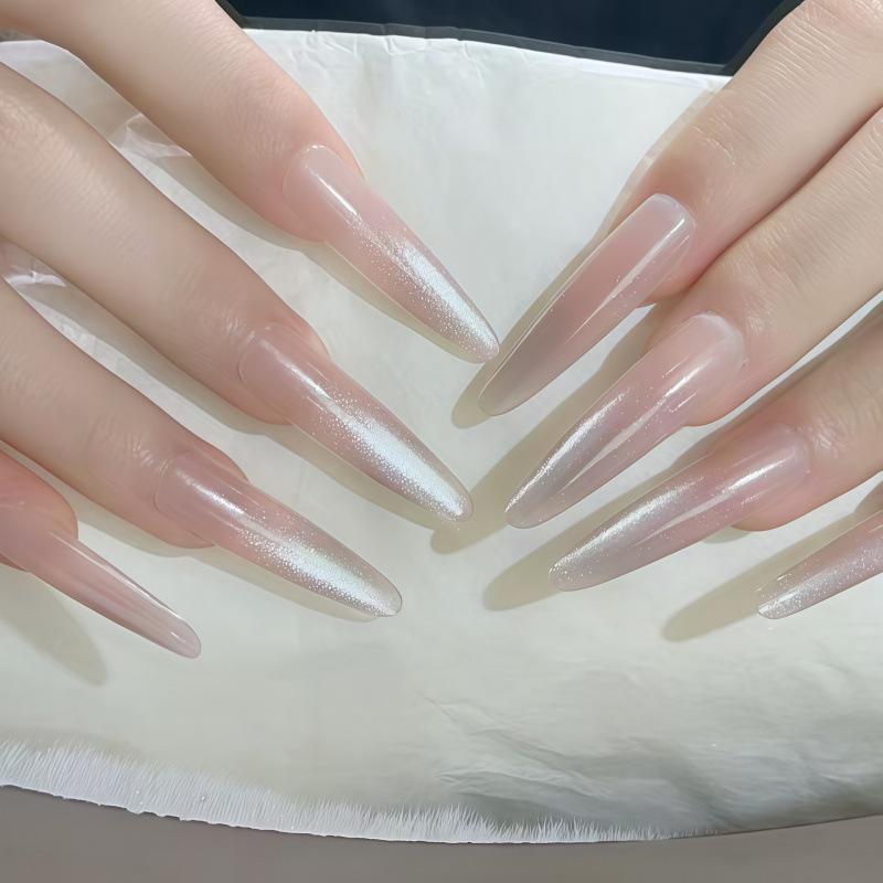 Cat Eye Nude Gradient Elegant Manicure Stickers - Simple, Pure, High-end, Gentle Nails M (For fleshy hands | Tall individuals)