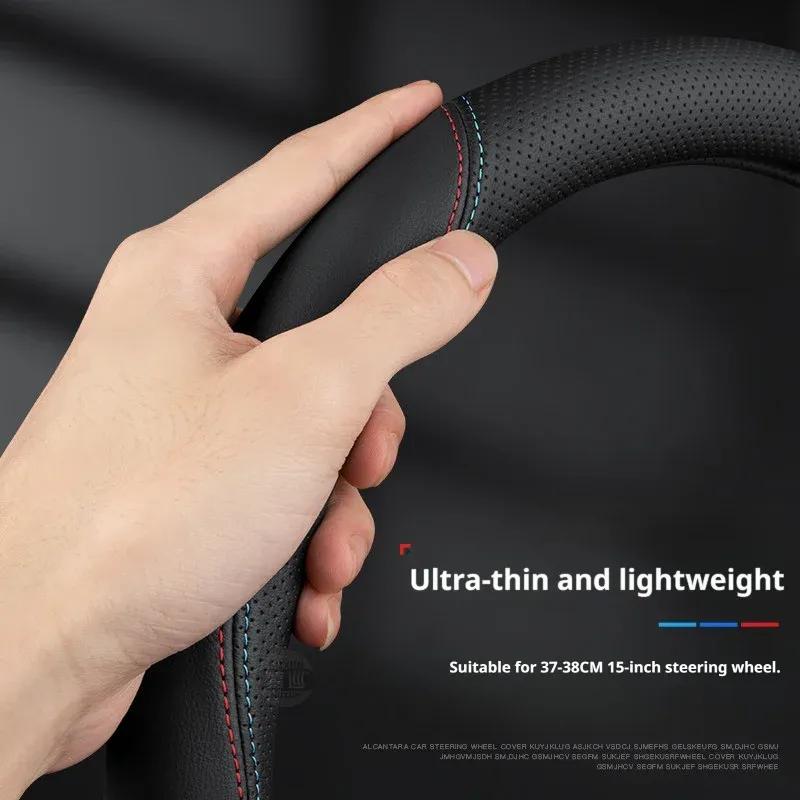 For Volvo XC60 XC40 XC90 S60 S90 V60 V90 EX30 EX90 EC40 Breathable Leather Steering Wheel Cover Ultra-thin Anti-slip Accessories