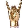 QIANLING 7.7" Gold Resin Rock On Hand Gesture Statue - Rock Culture Music Lovers' Decorative Tabletop Sculpture for Bookshelf, Desk & Mantel Decor In