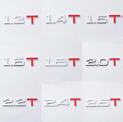 3D Metal 1.5T 1.6T 1.8T 2.0T 2.2T 2.4T 2.5T 2.8T 3.0T Car Sticker Emblem Badge Decal For Mazda KIA Renault TOYOTA BMW Ford Focus Wcgvh11