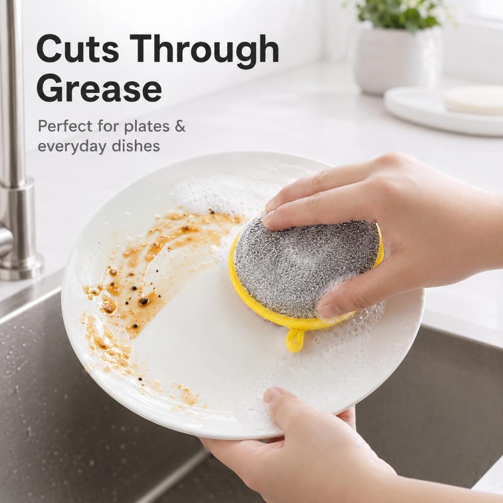 Reusable Double Side Dishwashing Sponge Kitchen Cleaning Pad for Pot Pan Bowl Dish Wash Scrubber Household Tool Set Kit