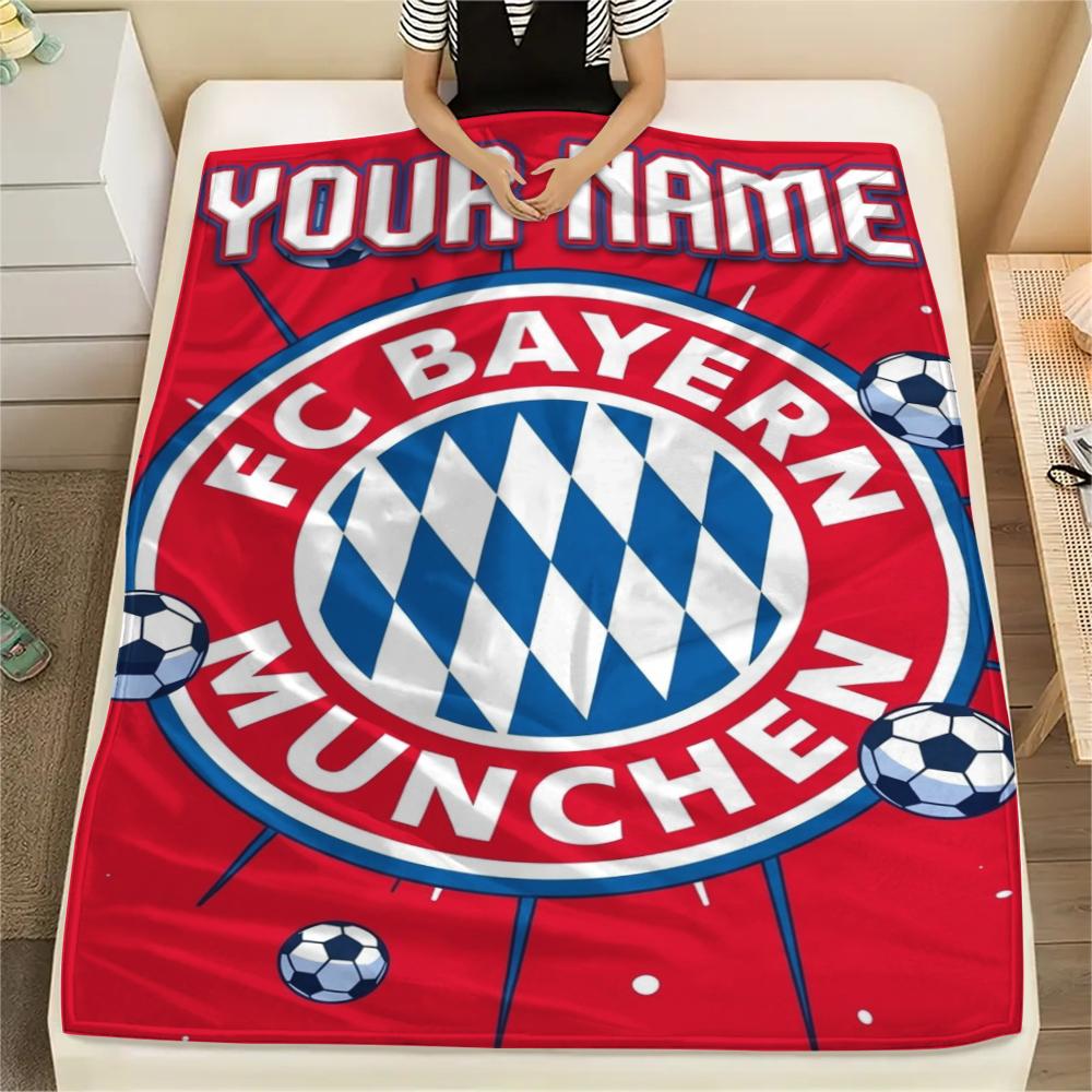 1PC Custom Name Bayern Munich Patterned Flannel Blanket Suitable For All Seasons for Home Decor Warmth and Comfort Gifts Holiday Present