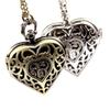 Hollow Heart-Shaped Pocket Watch Necklace Pendant Chain Women