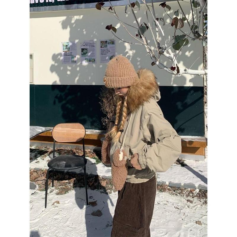 

Зимова куртка з капюшоном і хутряним коміром, на бавовняній підкладці, жіноча потовщена проста куртка на бавовняній підкладці, нішева куртка на бавовняній підкладці L