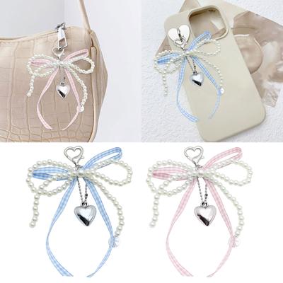 Delicato Ciondolo per Cellulare con Perline Accessorio Moda Fiocco Portachiavi Ciondolo per Borsa Portachiavi per Cellulari e Zaini