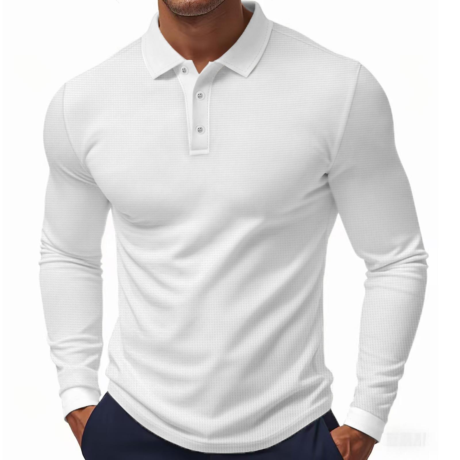 

Spring and Autumn Thin Men s Quick-Drying Breathable Long Sleeve Polo POLO Golf Casual T-Shirt Men S белый