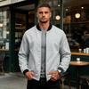 Men's Color Zip Up Baseball Jacket with Stand Collar