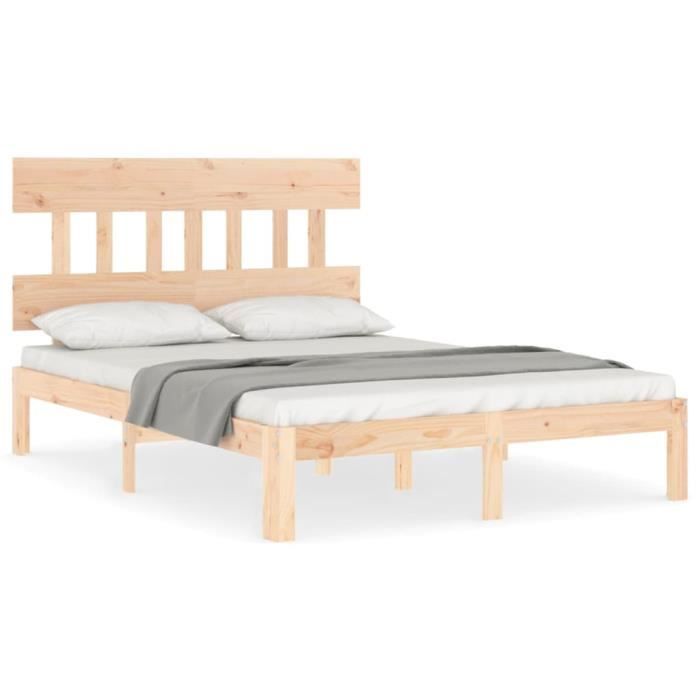 VidaXL Cadre de lit avec tête de lit 120x200 cm bois massif 3193591