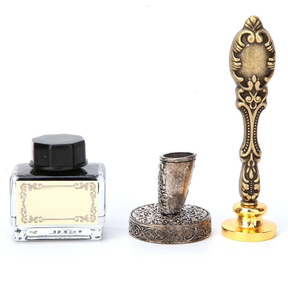 European Retro Feather Stainless Steel Nibs Dip Writing Pen Wax Set Gift with Packing Box #3
