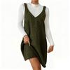 Women's V-neck Corduroy Overall Dress Sleeveless Casual Loose A-line Strap Dress