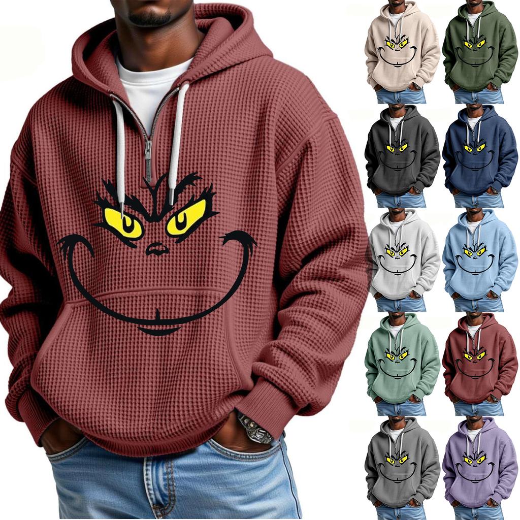 Mokaloha Men's Casual Solid Color  Zipper Long Sleeve Hooded Sweatshirt, Everyday Zipper Casual Long Sleeve T-Shirt