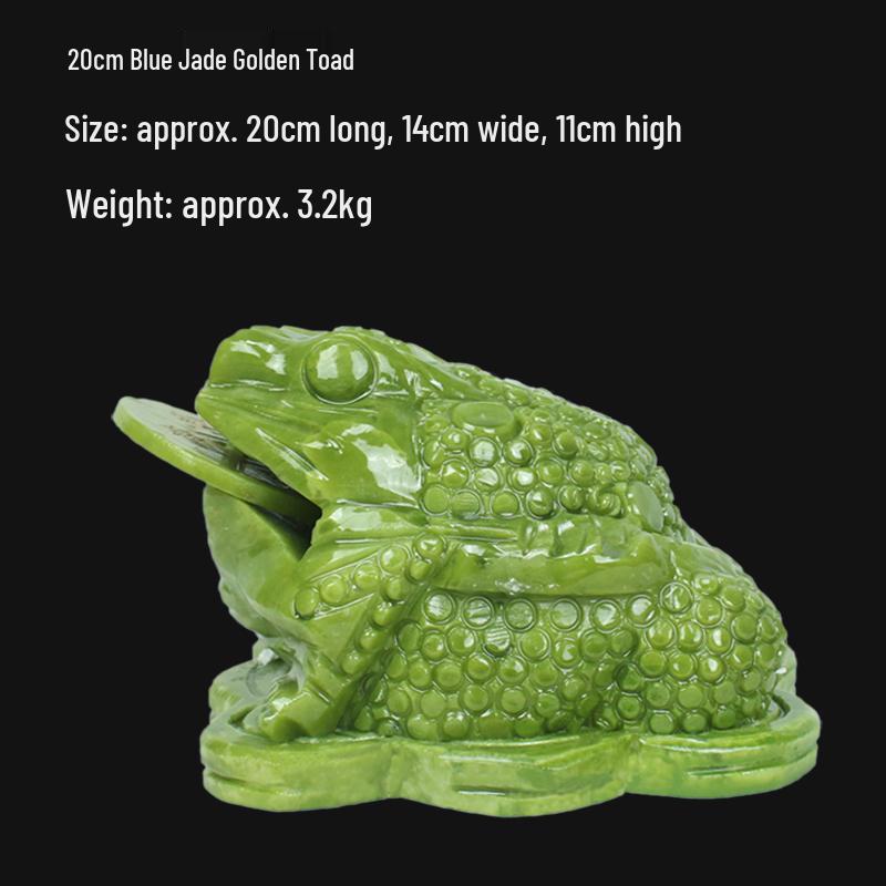 Extra Large Natural Jade Three-Legged Golden Toad Ornament - Perfect for Living Room or Shop Opening Gift.