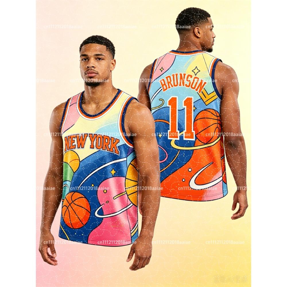 New York Knicks NO.11 Basketball Sports Men's Children's Vest Summer Sleeveless Outdoor Brunson Player Tees Training Tops