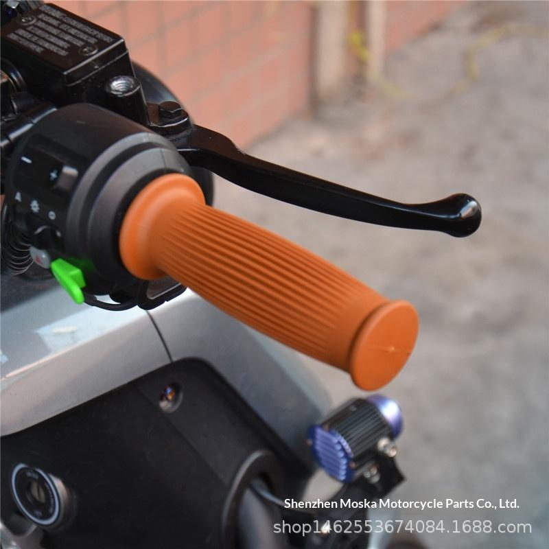 22MM Vintage Rubber Moto Handlebar Grips Anti-Slip Universal Fit for Cafe Racer Old School Bike Mod
