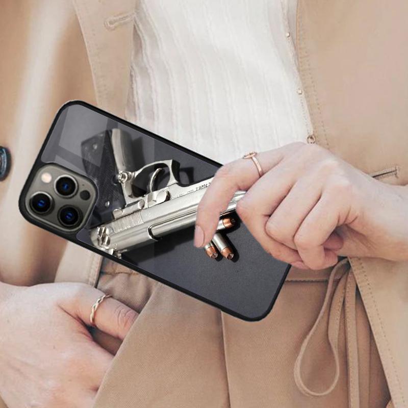 

Магнитный чехол для телефона с рисунком пистолета для APPLE iPhone 17 Air 16 14 13 12 Pro Max 15 Plus Беспроводная зарядка с чехлом MagSafe iPhone 14