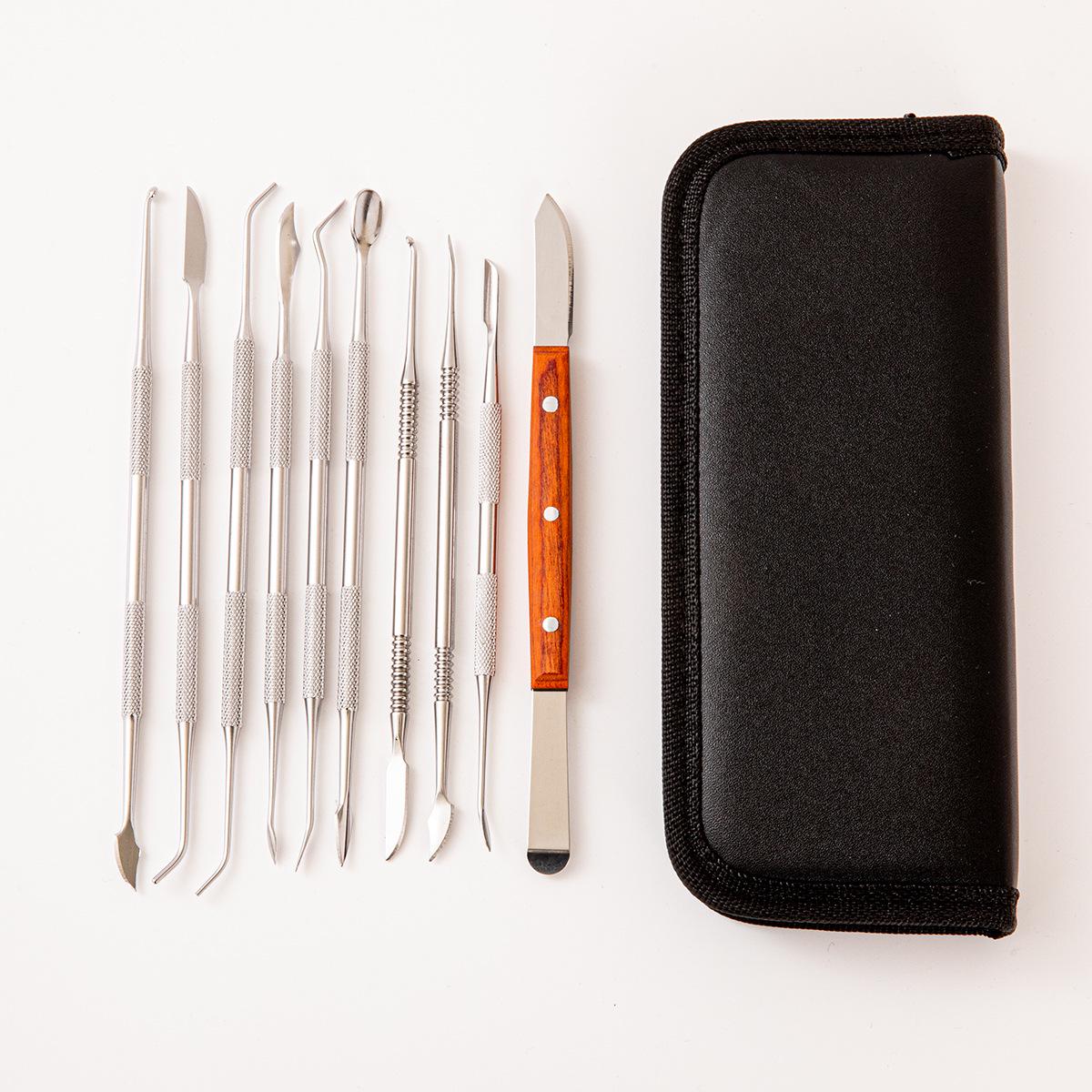 Stainless Steel Wax Carving & Dental Cleaning Tool Set - 10 Pieces