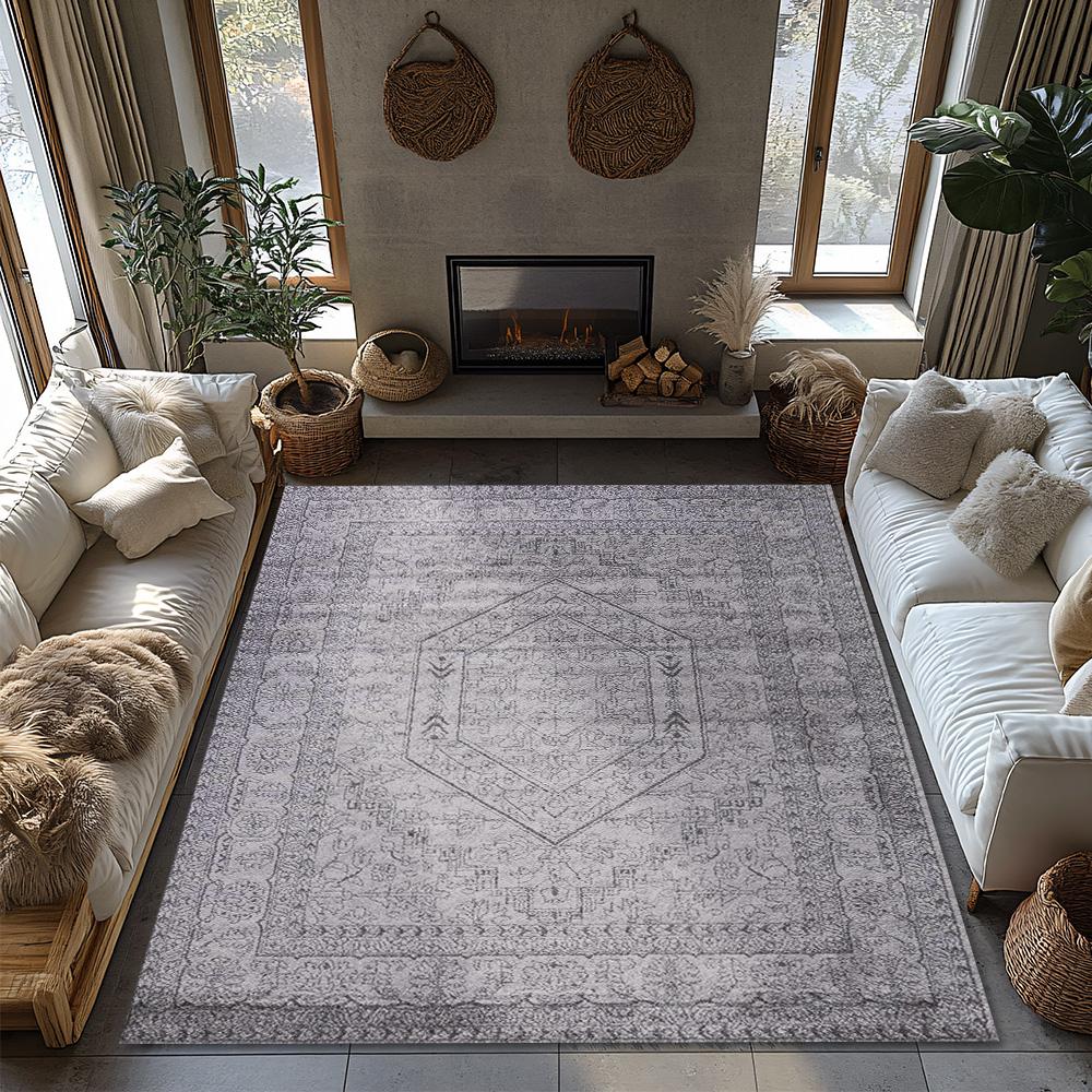 Light Gray Geometric Area Rug, Scandinavian Non-Slip Carpet, Modern Living Room Mat for Cozy Home Decor Ethnic patterns