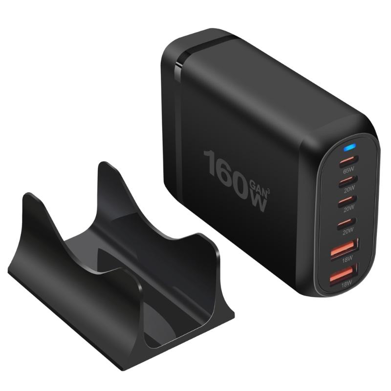 Multiple Device Charging Station, 160W USB C Charger with Double USB & 4Type C Port, for Electronics Devices Travel Use