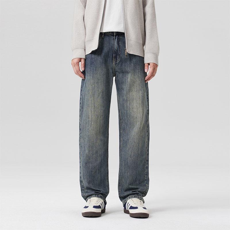 

Осень 2025 Американский Ретро Приталенный Прямые Джинсы - Универсальные, Эластичные и Повседневные Длинные Брюки 30 синий