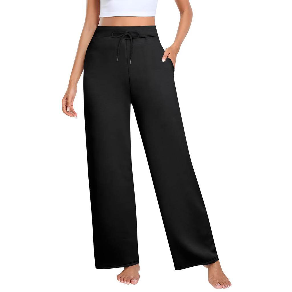 Широкие брюки для женщин, спортивные штаны с высокой талией и карманами ...