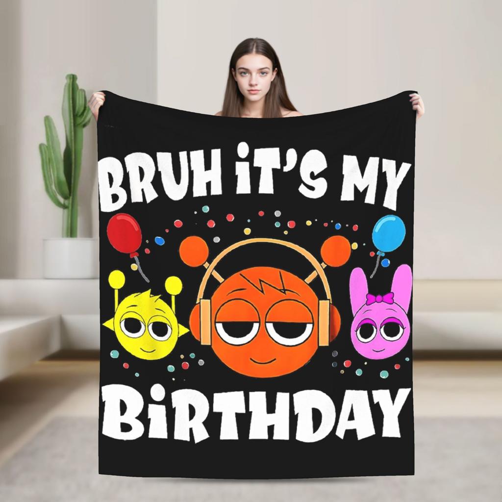 Sprunkies Kids Characters Sprunki Blankets Flannel Printed  Breathable Ultra-Soft Throw Blanket for Bed Office Rug Piece