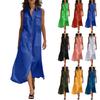 Ärmelloses Maxikleid mit Knopfleiste, Kragen und Taschen, lockere Passform, lässiges langes Kleid für Damen, Sommermode