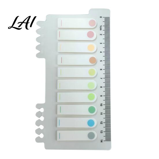 Professional File Sorting Tabs Index Sticker with Built-in Scale Ruler Morandi Color Transparent Book Annotation PET Page Markers Compact