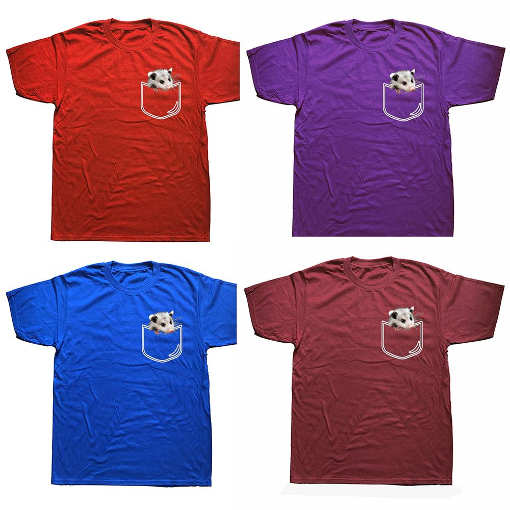 Funny Opossum In Pocket Round Neck Graphic T-shirts Tshirt Men Women's Fashion Casual Oversized 100% Cotton T Shirt